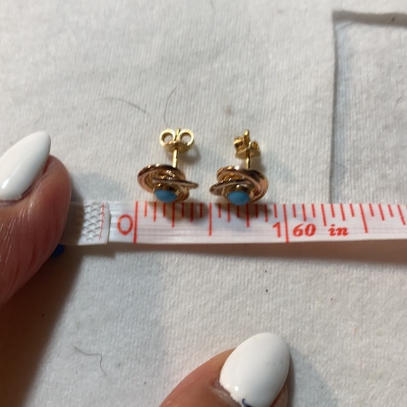 18k. Yellow turquoise earrings . Imported From Itaky - Picture 4 of 4